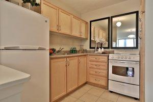 A kitchen in a Villa Charities apartment for independent seniors.