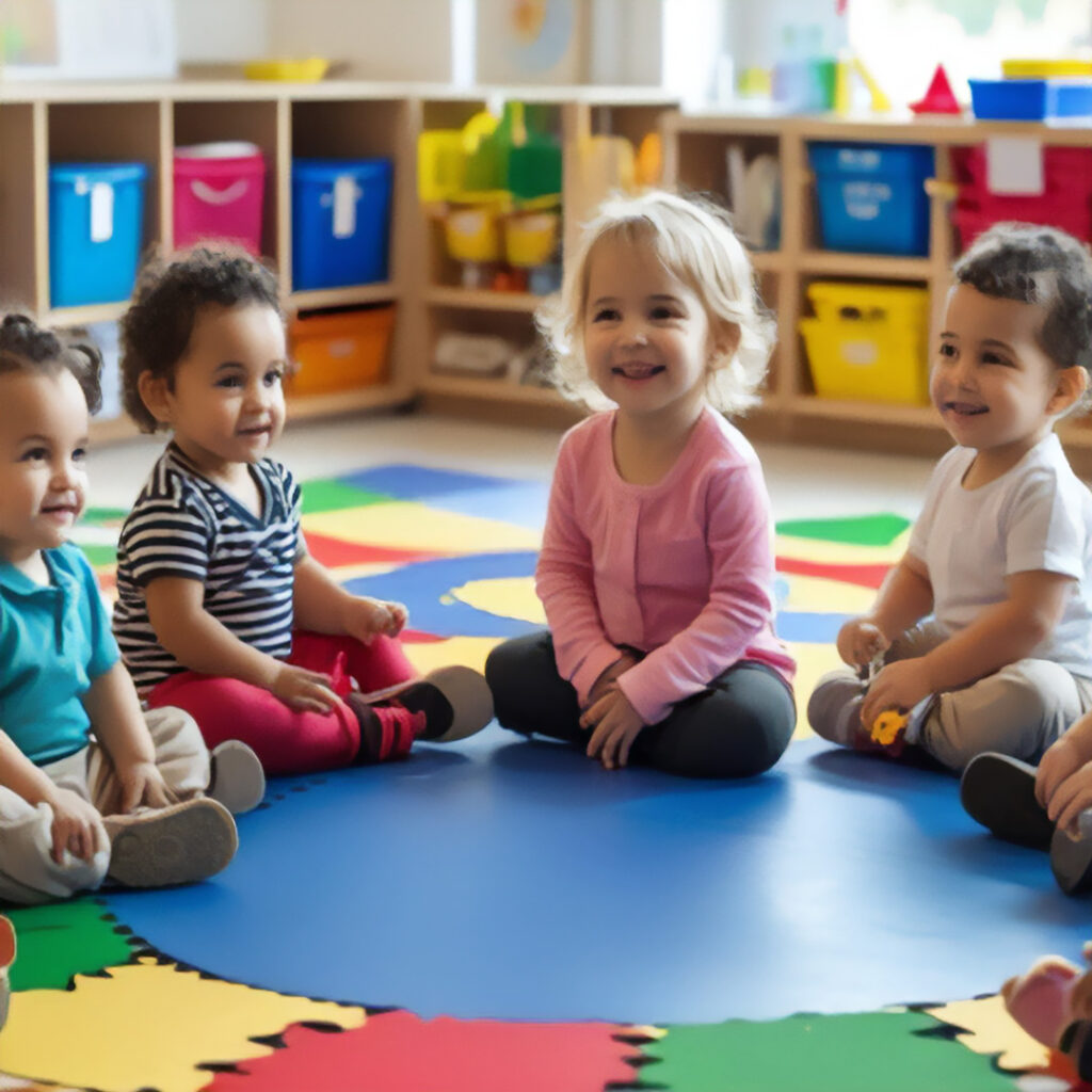 Kids seen sitting in a circle in playschool