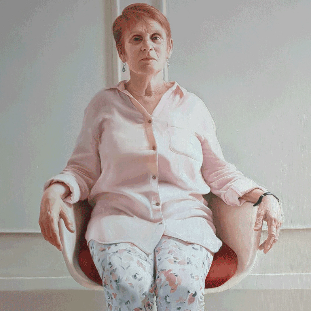 Painting Madonna in a Tulip Chair