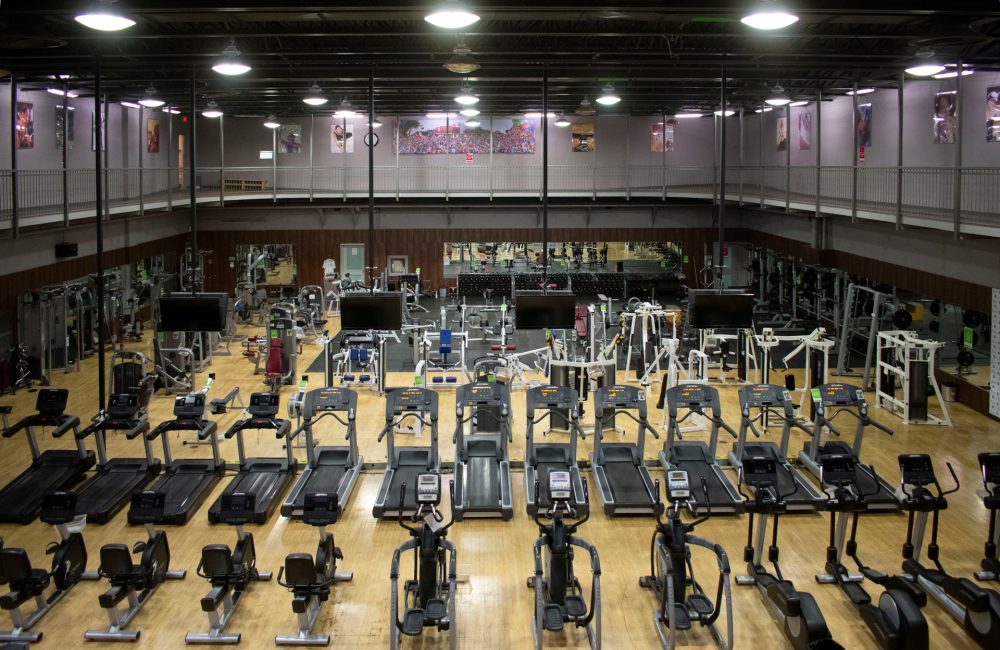Top overview shot of interiors of Columbus Centre Athletic Club Gym
