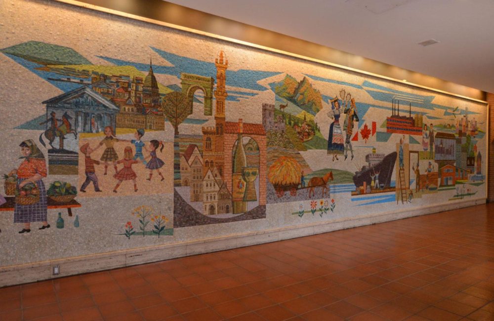 The mosaic wall inside the Villa Colombo Toronto long-term care home.